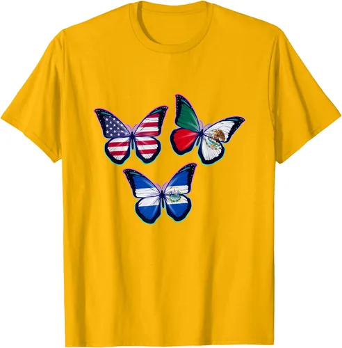 Vista 56 de Multiculti Heritage. Camiseta El Salvador México y Estados Unidos
