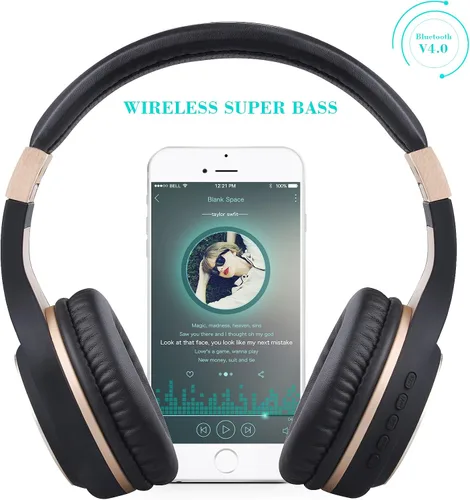 Vista 2 de Auriculares Bluetooth Riwbox, XBT-80 - Auriculares inalámbricos plegables con Bluetooth, estéreo, con micrófono y control de volumen, con cable e