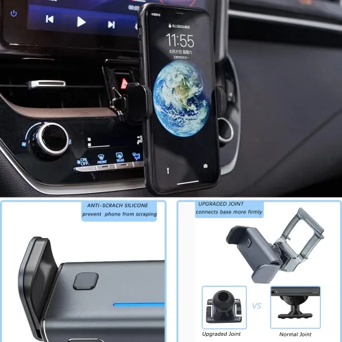 Vista 7 de Soporte de teléfono de automóvil para Toyota Corolla 2020-2023, aleación de aluminio, 360 ajustables, compatible con iPhone, HTC One, Samsung Galaxy