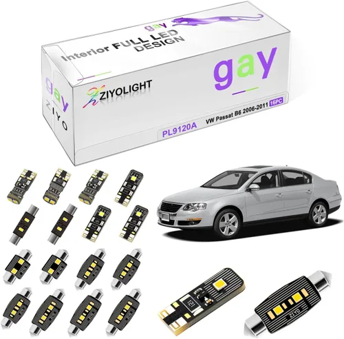 Vista 9 de Repuesto PL9122A para Volkswagen Passat B5 1999-2005 Kit de luces LED para interiores, 6000 K bombillas LED blancas de cúpula de accesorios
