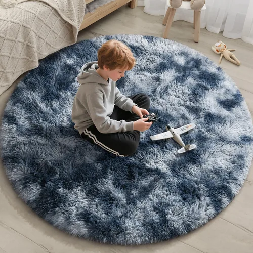Vista 126 de EVOIONOS Alfombra Redonda Negra para Dormitorio, 4x4 Pies Alfombra de Área Circular Suave y Esponjosa para Sala de Estar, Alfombra Circular de Felpa