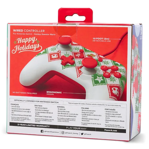 Vista 12 de PowerA Wired Controller for Nintendo Switch - Mario Holiday Sweater