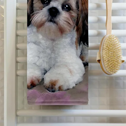 Vista 2 de Toalla 3D Rose Shih Tzu para cachorro, 15 x 22