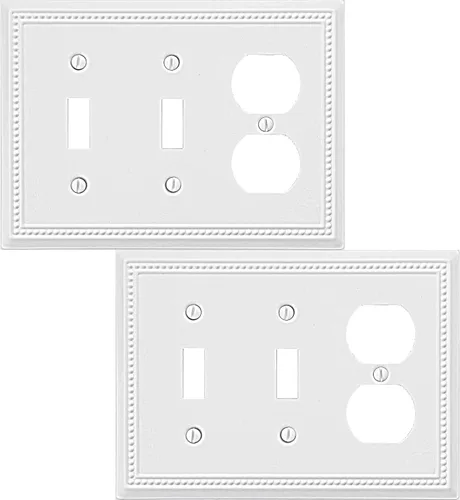 Vista 55 de OKAWYC Belaire - Cubierta para interruptor de luz de decoración individual, placa de pared de metal con cuentas, paquete de 4 unidades de bronce