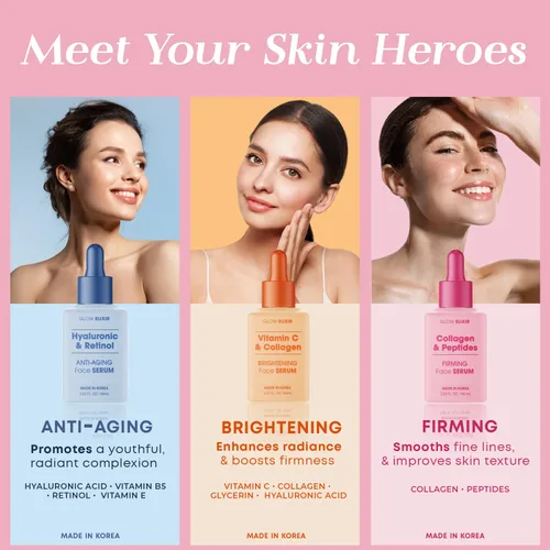 Vista 7 de Glow Elixir Suero facial de colágeno y péptidos, suero reafirmante y antiarrugas para reparación de la piel, líneas finas y tratamiento de arrugas
