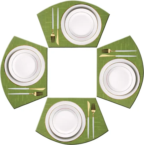 Vista 44 de PIGCHCY Juego de 4 manteles individuales en forma de cuña para mesa de comedor, tejido cruzado, lavables, resistentes al calor, manteles Bambúes