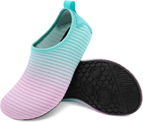 Vista 3 de Scurtain - Zapatos acuáticos para niños, calcetines acuáticos de secado rápido con sensación de pies descalzos para niños, niñas y bebés con suela