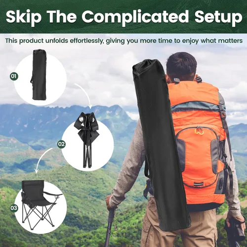 Vista 6 de Paquete de 2 sillas de campamento, sillas ligeras y de apoyo para adultos y personas ligeras, compactas, duraderas y portátiles, ideales