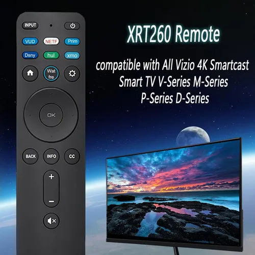 Vista 2 de Paquete de 2: control remoto universal XRT260 para Vizio Smart TV, control remoto compatible con todos los televisores inteligentes Vizio 4K