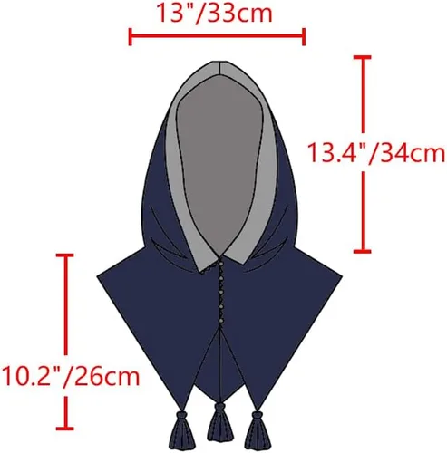 Vista 3 de DAZCOS Medieval Cowl Hood Fringed Cape Pagan Easter Cloak Hat Cosplay Costume