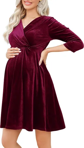 Vista 28 de Camisas de maternidad para mujer, cuello cuadrado, manga larga abombada, linda, casual, blusas, ropa de otoño Albaricoque