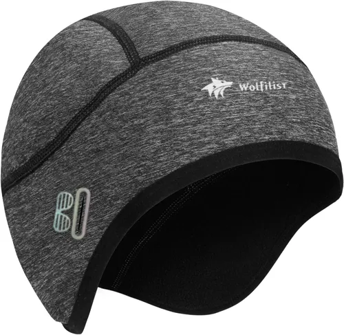 Vista 10 de WOLFILIST Skull Cap Winter Helmet Liner, Cold Weather Thermal Cycling Cap negro (Black*1)