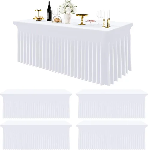 Vista 14 de Smiry Mantel de Spandex Paquete de 6, Mantel Elástico Ajustable Extensible para Mesas Rectangulares de 4 Pies, Cubierta de Mesa Impermeable Lavable