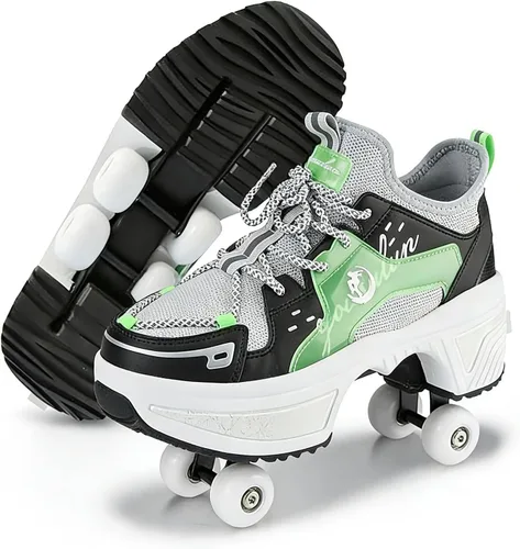 Vista 22 de 2-in-1 Roller Skates & Sneakers with Retractable Wheels - Convertible Lightweight Outdoor Fitness Shoes for Women, Men & Children - Unisex Kick