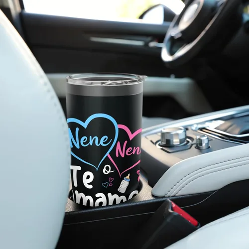 Vista 6 de Nene o Nena Te Amamos Spanish Mexican Gender Reveal - Vaso aislado de acero inoxidable a juego Negro