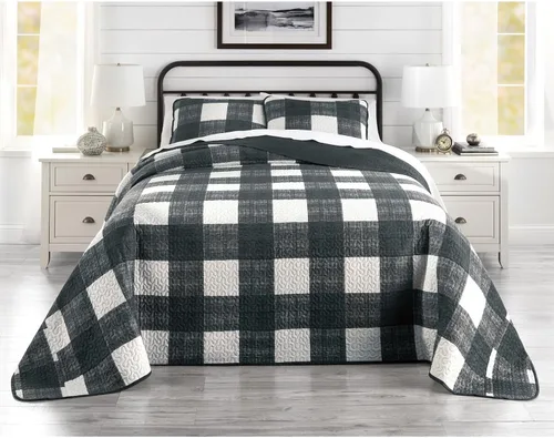 Vista 37 de BrylaneHome BH Studio - Funda acolchada reversible, estándar, negro y blanco
