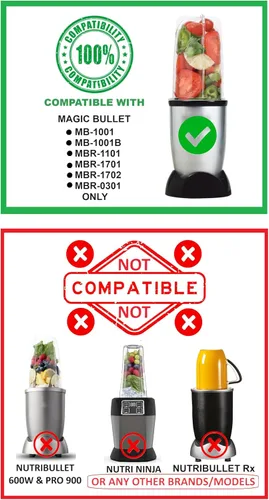 Vista 2 de Blendin Vaso de repuesto con tapa abatible para llevar, accesorios para tarros de licuadora compatibles con Magic Bullet Blender MB-1001, MB-1001B
