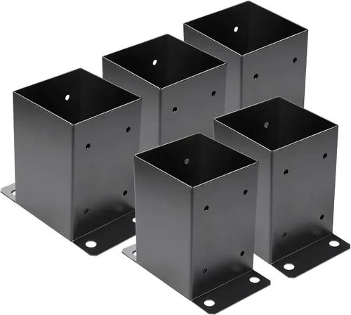 Vista 9 de Base de poste de 4 x 4, 2 piezas, tamaño interior de 3.6 x 3.6 pulgadas, soportes de poste de metal resistente con recubrimiento en polvo negro