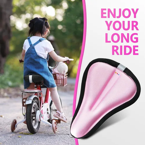 Vista 8 de YLG Cojín de asiento de bicicleta para niñas, funda de asiento de bicicleta acolchada de gel para niños, transpirable y extra suave, espuma