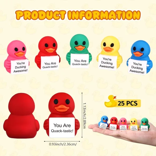 Vista 2 de Gejoy 25 piezas de mini figuras de pato, coloridos regalos motivacionales positivos, decoraciones inspiradoras de animales para graduación
