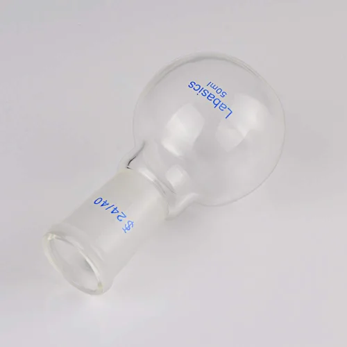 Vista 5 de Labasics Frasco de ebullición de fondo plano de un solo cuello de 1.7 fl oz, con junta externa cónica estándar 24/40, 1.7 fl oz
