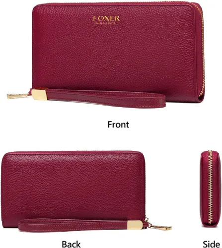 Vista 5 de Carteras de cuero para mujer cuero genuino RFID bloqueo caja de regalo embalaje