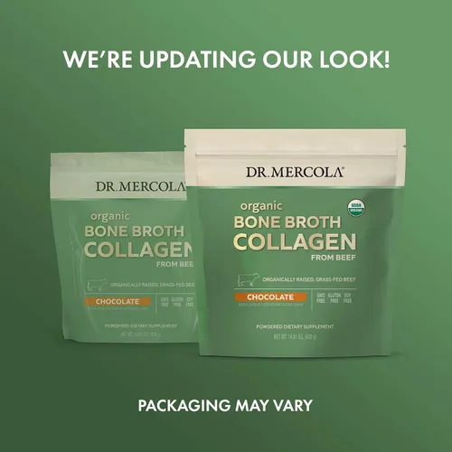 Vista 3 de Dr. Mercola Caldo de hueso orgánico en polvo de colágeno - Apoya la salud ósea y el crecimiento muscular - USDA orgánico, sin OMG, sin gluten y sin