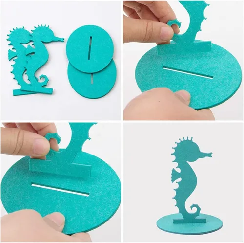 Vista 5 de 61 piezas de suministros de decoración de cumpleaños de sirena para tema oceánico, incluye 20 centros de mesa de fieltro, 40 envoltorios de cupcakes