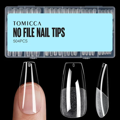 Vista 15 de TOMICCA Puntas de uñas de almendra extra cortas, 240 unidades, 15 tamaños, puntas de uñas de gel transparente preformadas, no necesita lima, uñas