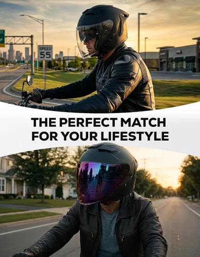 Vista 7 de XFMT 3/4 Open Face Motorcycle Helmet Dual Visor Moped Street Bike Scooter Helmet with Internal Sunshield for Adults Men & Women, DOT Approved