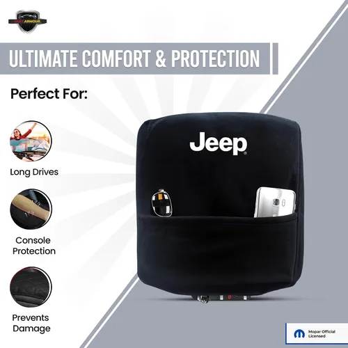 Vista 6 de Cubierta de reposabrazos de consola premium para Jeep Grand Cherokee 2011-2019 – Protector de tapa de consola suave, lavable a máquina – Fácil