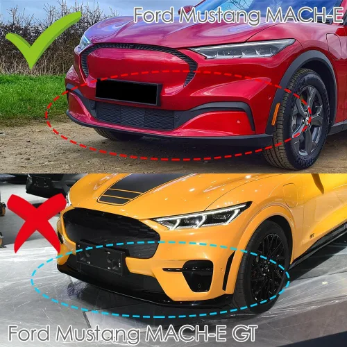 Vista 6 de Q1-TECH, borde de parachoques delantero compatible con Ford Mustang Mach-E 2021 2022 2023, alerón de parachoques delantero, kit de divisor de cuerpo
