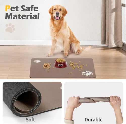 Vista 7 de Tapete de alimentación para mascotas, tapete absorbente para comida y agua, accesorios para perros, suministros para mascotas, cuenco de agua