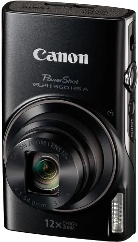 Vista 2 de Canon PowerShot - Cámara digital ELPH 360 HS A (negro) Sensor CMOS de 20.2 MP, zoom óptico de 12x y Wi-Fi integrado Apuntar y disparar compacto
