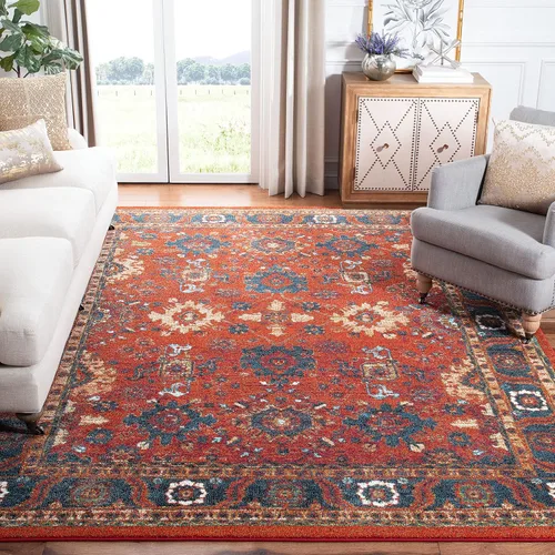 Vista 7 de SAFAVIEH Vintage Hamadan Collection - Alfombra de área de 2 pies 3 pulgadas x 4 pies, naranja y azul, diseño tradicional persa, no desprende pelusa