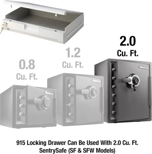 Vista 6 de SentrySafe - Cajón de bloqueo de plástico blanco para cajas fuertes ignífugas e impermeables SFW205, accesorio de estante multiposicional para cajas