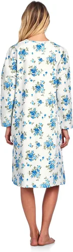 Vista 4 de Casual Nights Camisón de franela para mujer, con estampado floral y de manga larga