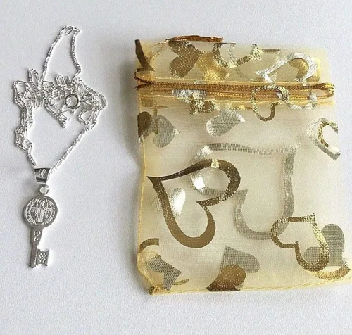 Vista 7 de LUXURYGOLD888 - Llavero de plata de ley 925 180 in de largo cadena de San Benito Llave