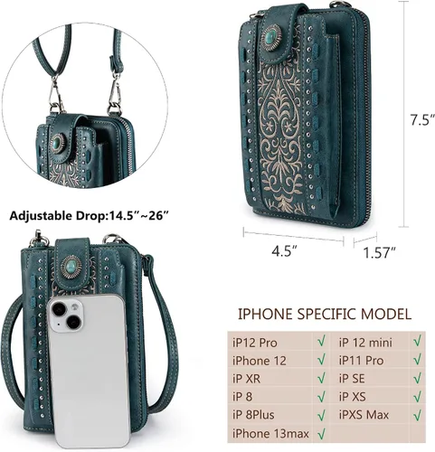 Vista 5 de Montana West Monederos pequeños cruzados para teléfono celular con bolsillo para monedas