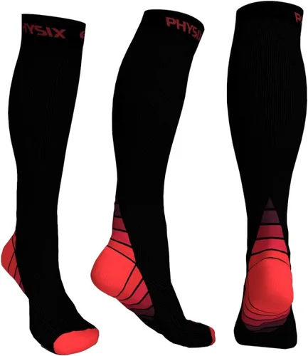 Vista 9 de Physix Gear - Calcetines de compresión 20-30 mmHg, para hombres y mujeres, para correr, enfermeras, espinillas, vuelo, viajes Negro