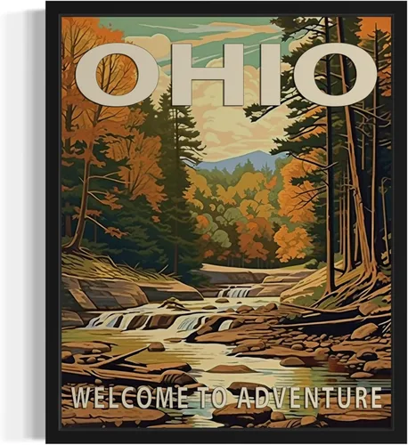 Vista 11 de Póster artístico de paisaje del estado de Alabama, decoración artística de paisaje retro de estados, pintura de montaña y paisaje de aventura