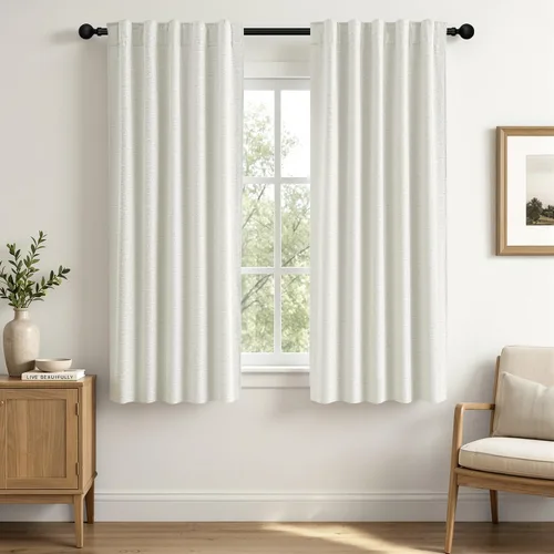 Vista 18 de MIULEE Linen Textured 100% Blackout Curtains Drapes White Backing 96" Long Birch