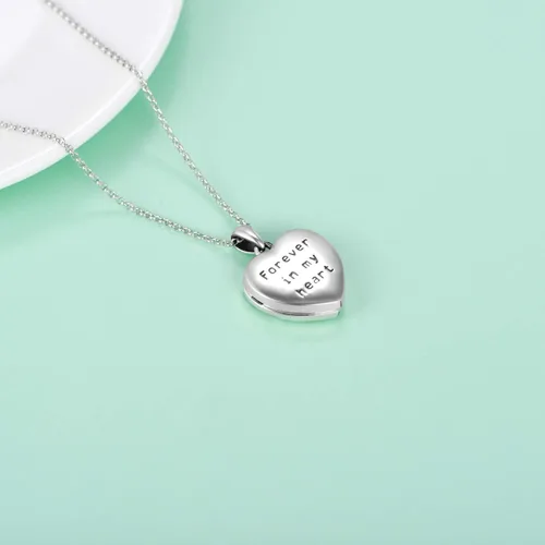Vista 6 de Collar con medallón de corazón que sostiene fotos de plata de ley con colgante de foto, regalo conmemorativo para mujeres y niñas