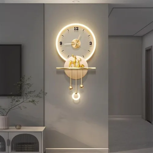 Vista 8 de Reloj de pared tallado en pared, decoración de pared LED, reloj de pared grande para decoración de sala de estar, adecuado para dormitorio, sala