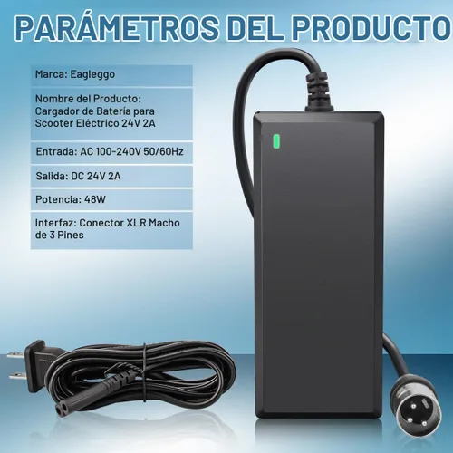 Vista 2 de Cargador de batería de scooter eléctrico XLR de 3 pines de 24V 2A para Go-Go Elite Traveller Plus HD US, Pride Mobility Scooter, Ezip Mountain