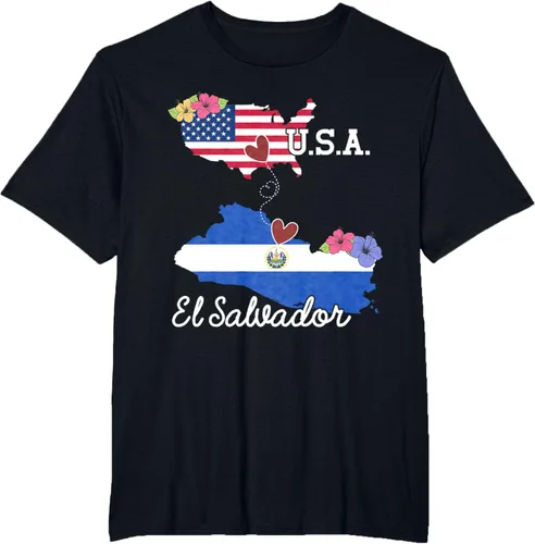 Vista 27 de Camiseta con la bandera salvadoreña de El Salvador de Estados Unidos para mujeres y hombres