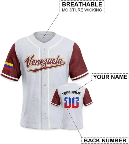 Vista 2 de Camiseta deportiva personalizada de béisbol mundial 2024 para fanáticos, hombres, jóvenes, mujeres, regalos, personaliza tu número de nombre S-5XL