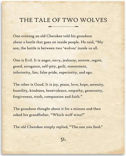 Vista 8 de The Tale of Two Wolves - Póster enmarcado de 11 x 14 pulgadas, listo para colgar, arte de pared con cita inspiradora de la parábola Cherokee