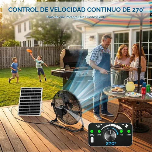 Vista 6 de AUMIO Ventilador de piso con energía solar de 16 pulgadas, batería de 15600