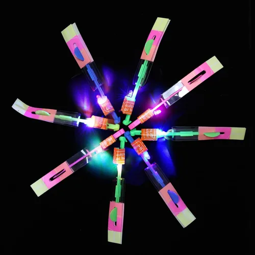 Vista 7 de lpvoqpth Juego de 25 juegos de LED voladores, 25 tirachinas + 25 helicópteros brillantes, 50 piezas, juguete volador para exteriores, suministros